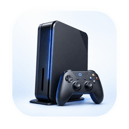 Ilustração de console e controle, representando manutenção de consoles e games.